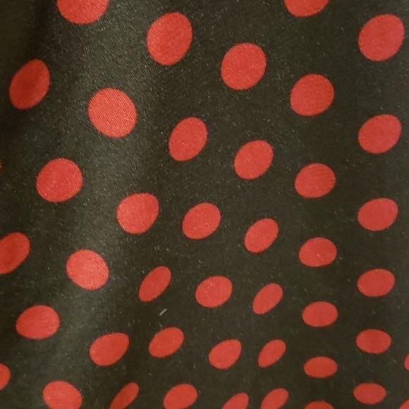 Black Red Polka Dot Lace Top Runs Small MKM Designs Vintage Made In USA - Picture 2 of 6